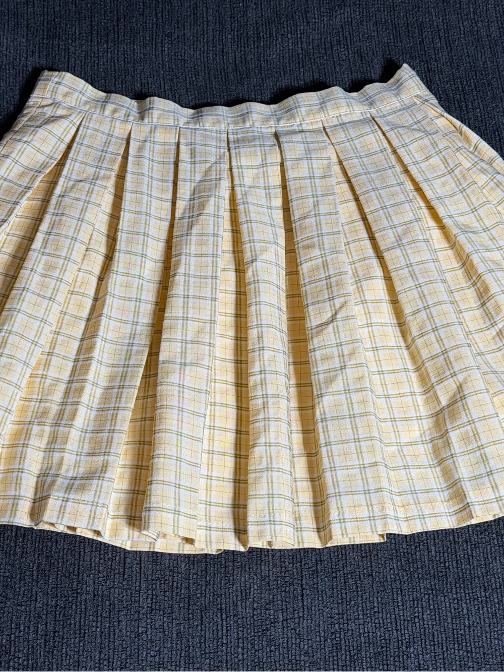 Yellow Plaid Pleated Mini Skirt